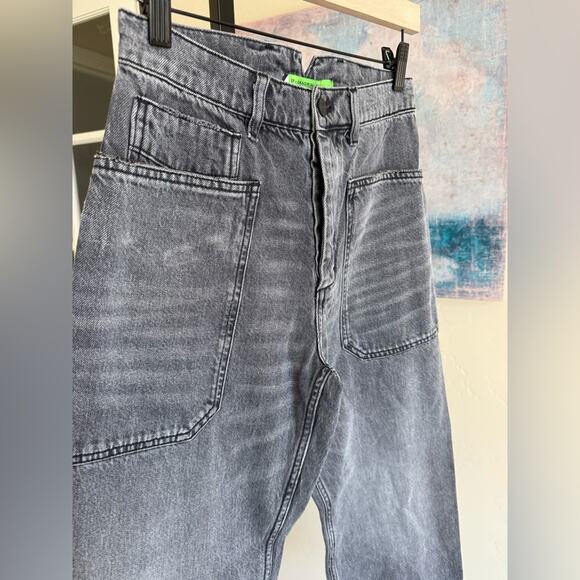 Sandrine Rose X Anthroplogie Wide Leg Cargo Jeans Womens 26 Black Wash New Nwt - Picture 2 of 7